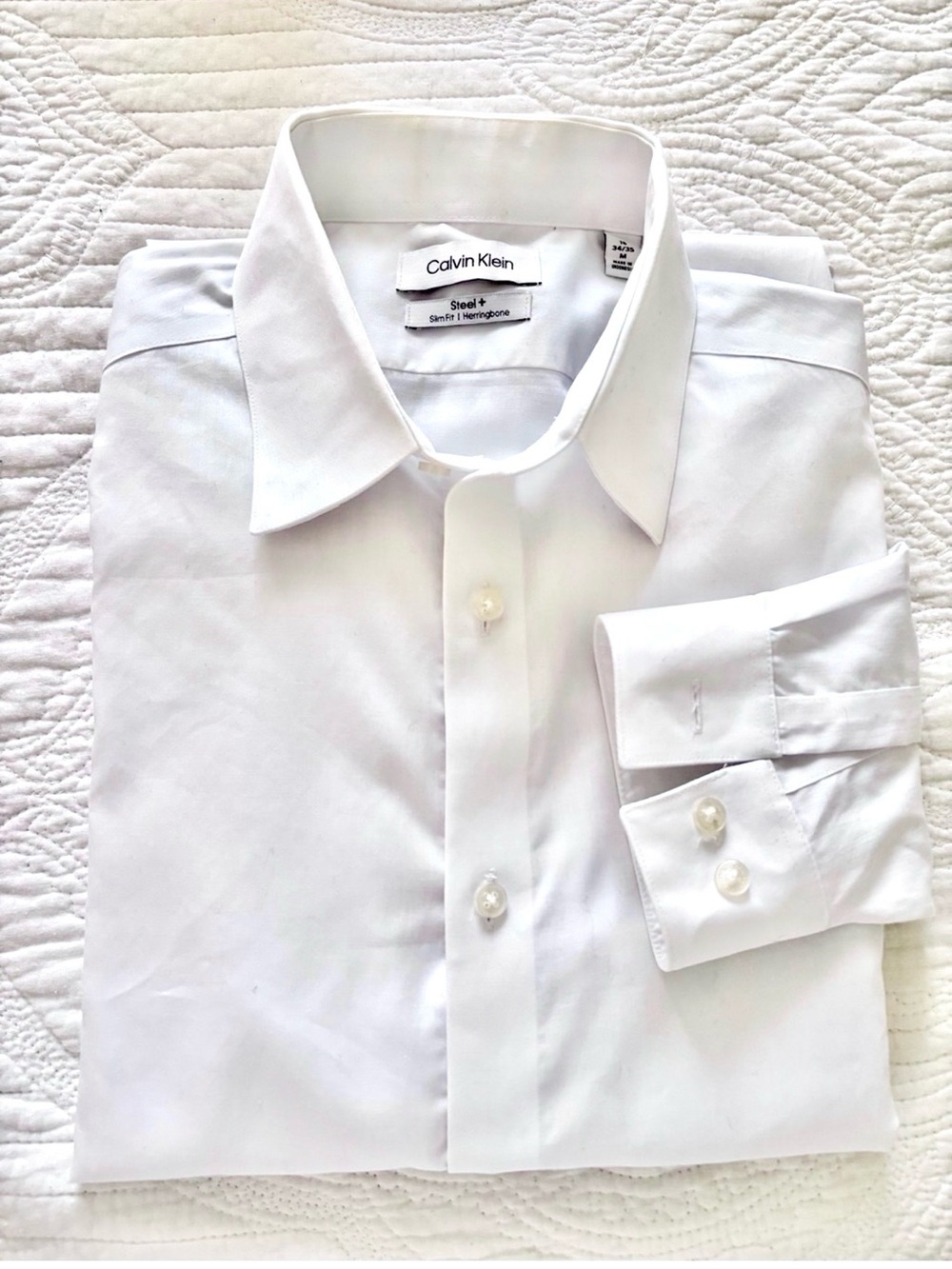 Calvin Klein White Men's Dress Shirt - Long Sleeve